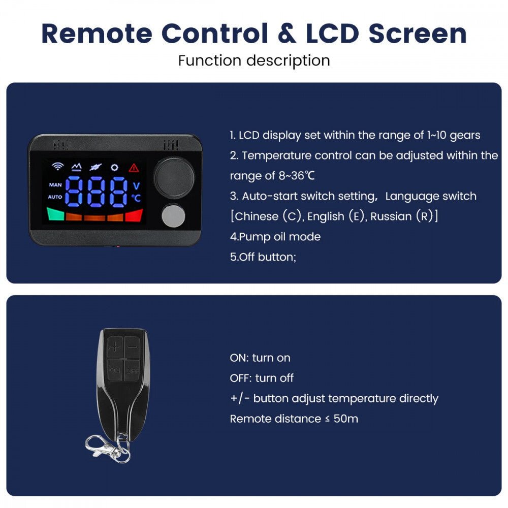 Hcalory Autós Dízel Fűtés LCD Kijelzővel és Távirányítóval - 12V Állófűtés - BShopy