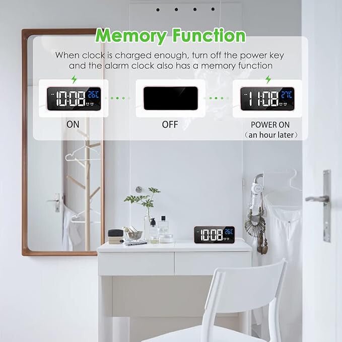 Hermic Digitális Ébresztőóra - Rózsaszín, LED Kijelzővel és Hőmérő Funkcióval - BShopy