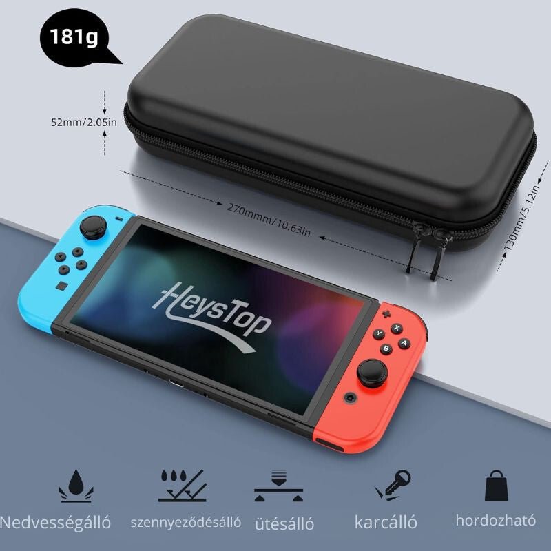 HEYSTOP Nintendo Switch Védőszett - Fekete, Ütésálló Tok és Tartozékok - BShopy