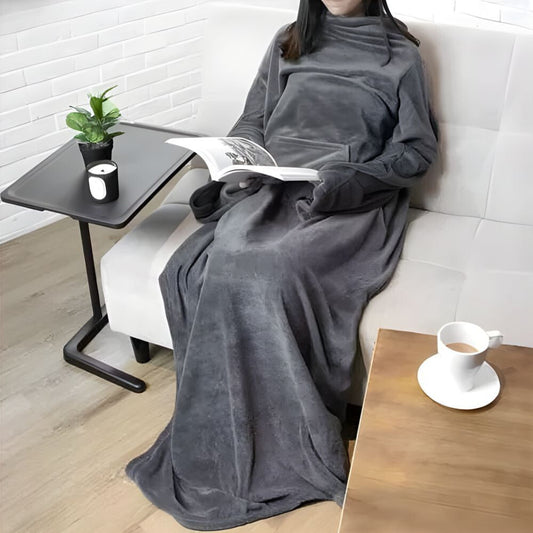 Hordható Pléd Kéznyílással és Zsebbel – Extra Puha Kivitel, Világosszürke - BShopy