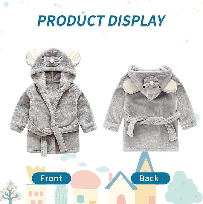 IEUUMLER Gyerek Köntös - Kisegér Mintás, Kapucnis (120 - as Méret) - BShopy