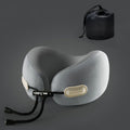 Blux cestovný vankúš na krk z pamäťovej peny s taštičkou – 22×22×12 cm (±1 cm) – sivý