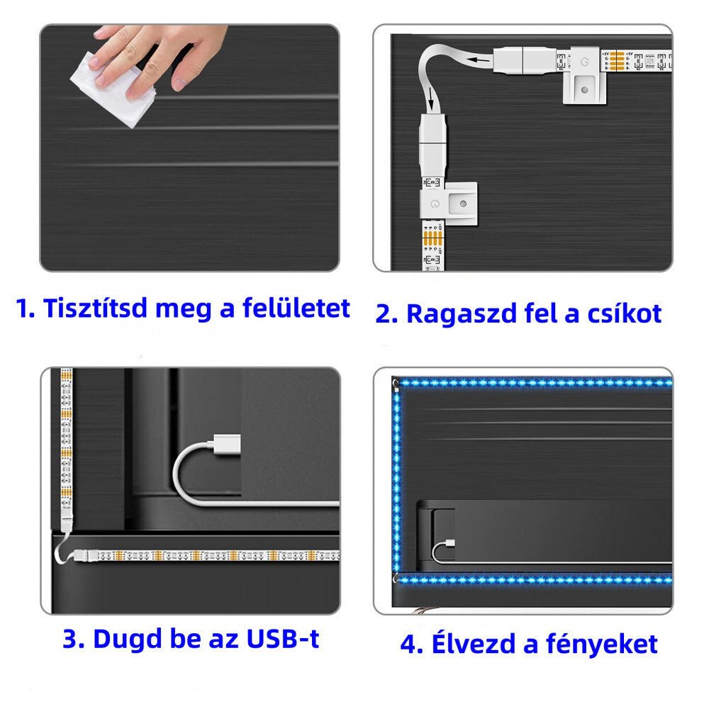 Innolight 4×0,5 m LED Szalag - TV/monitor Háttérvilágítás, Energiatakarékos LED Csík - BShopy