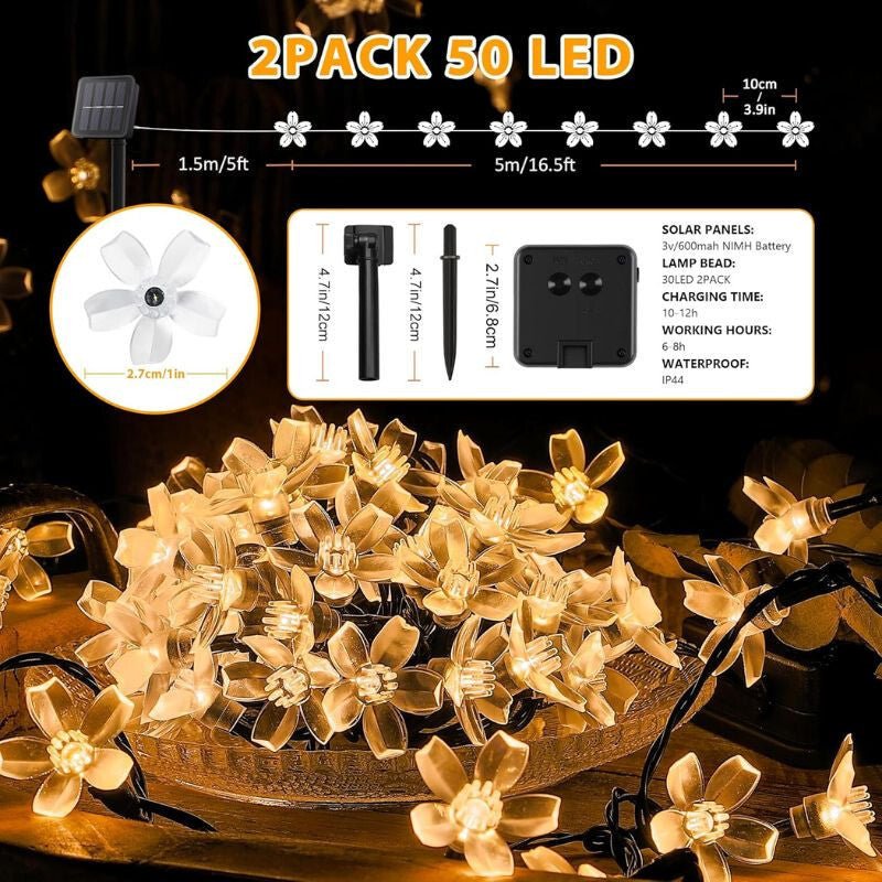 InnooTech LED Cseresznyevirág Fényfüzér – 5 m, Meleg Fehér Fény - BShopy