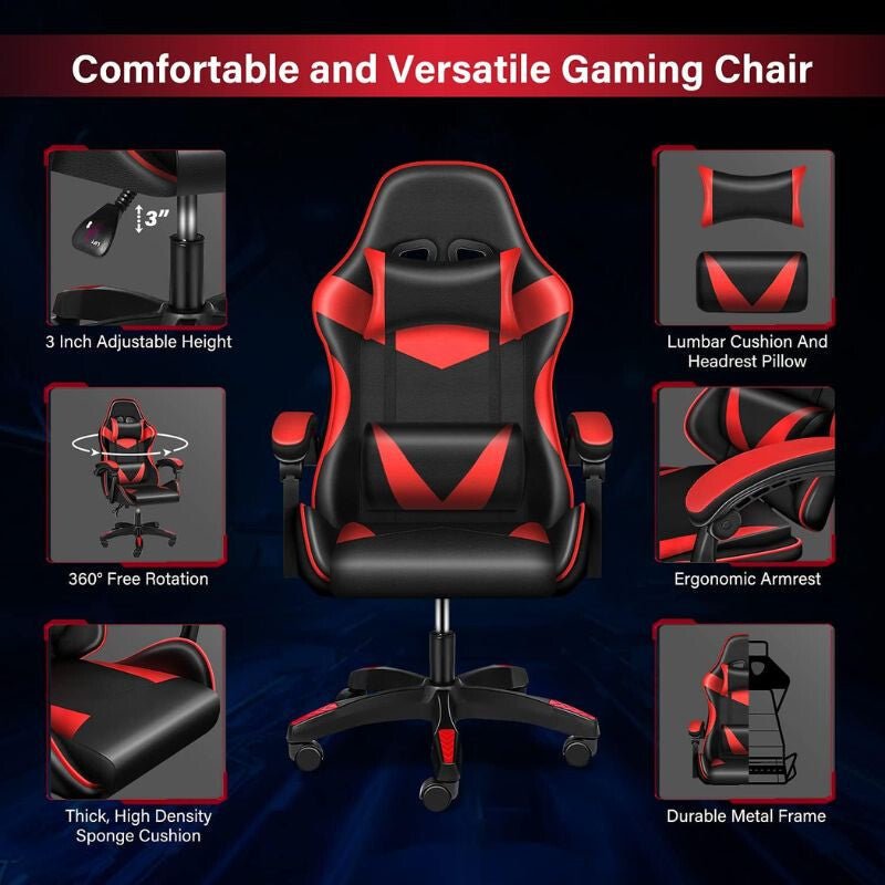 Insma Fekete - Piros Ergonomikus Gamer Szék - BShopy