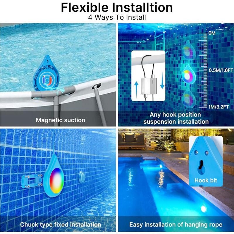 Intelligens Kék LED Medence Lámpa – Vízálló, Energiatakarékos - BShopy