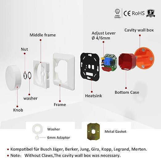 Iolloi Forgatós, Beépíthető Dimmer Kapcsoló Dimmerelhető LED - ekhez 150W - BShopy