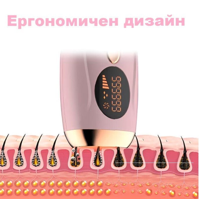 IPL Szőrtelenítő Készülék Otthoni Használatra - Rózsaszín - Bronz, 5 Erősségi Fokozat - BShopy