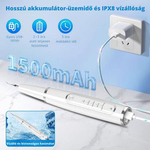 IPX8 Ultrahangos Elektromos Fogkőeltávolító Készülék – Vízálló, 5 Fokozat, LED Kijelző, Cserélhető Fejekkel - BShopy