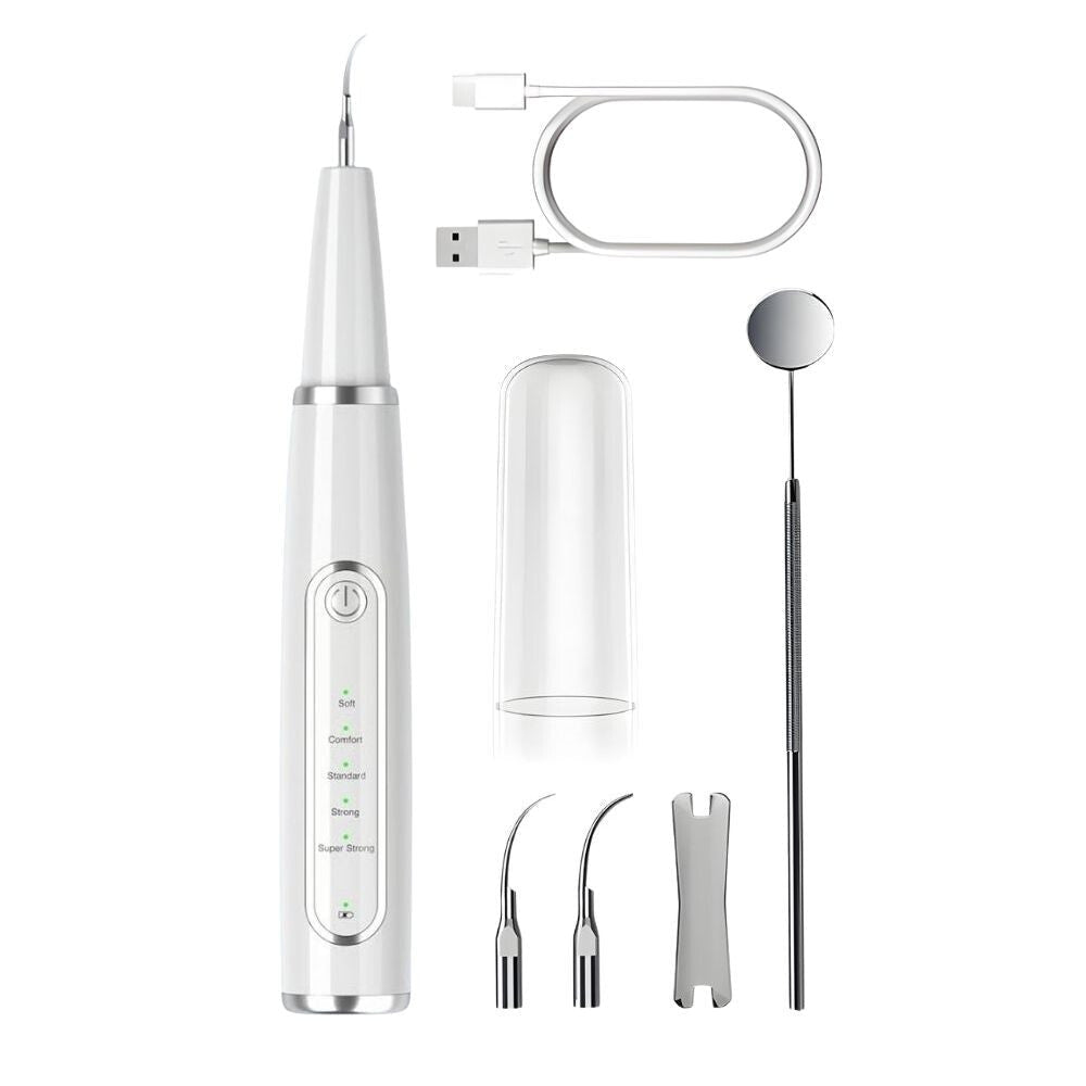 IPX8 Ultrahangos Elektromos Fogkőeltávolító Készülék – Vízálló, 5 Fokozat, LED Kijelző, Cserélhető Fejekkel - BShopy