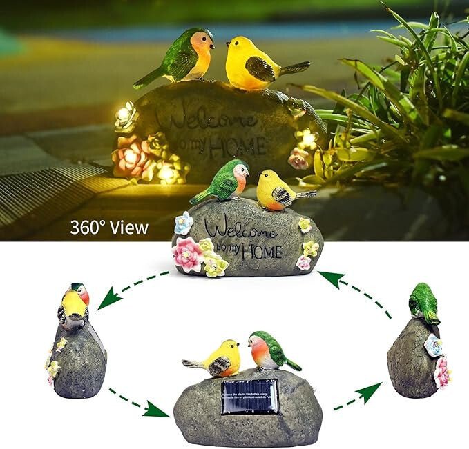 JeeYee Kültéri Napelemes Madaras Szolár Díszlámpa "Welcome to My Home" Felirattal - Kerti LED - BShopy