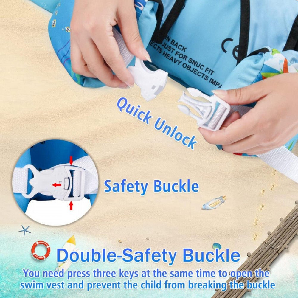 JEVDES Gyerek Úszómellény + Karúszó - Delfines Mintával (9 - 30 kg) - BShopy