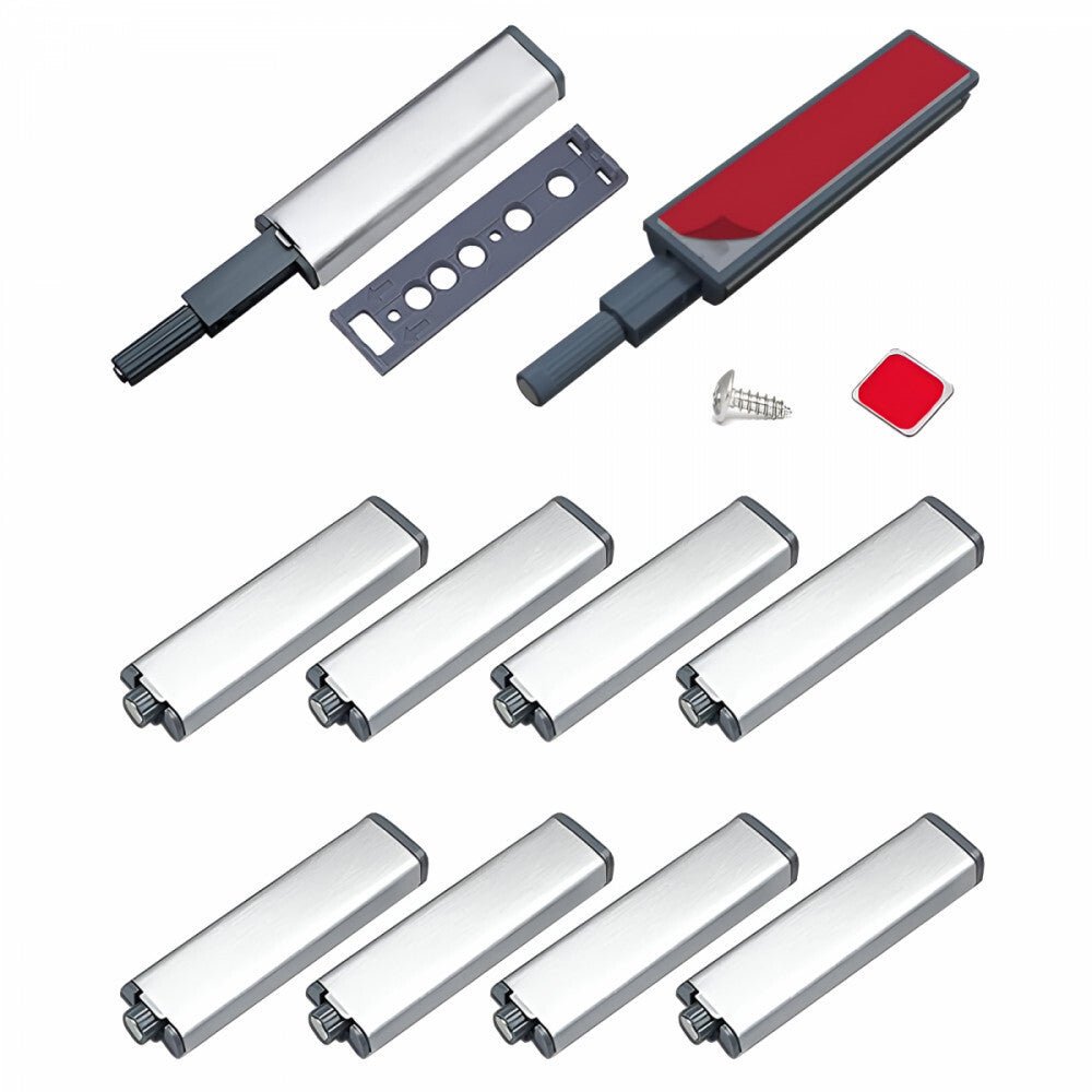 JIAYI Mágneses Tolózár Készlet Szekrényekhez - 10 db - os, Ezüst Színű, Önzáró Bútorzár - BShopy