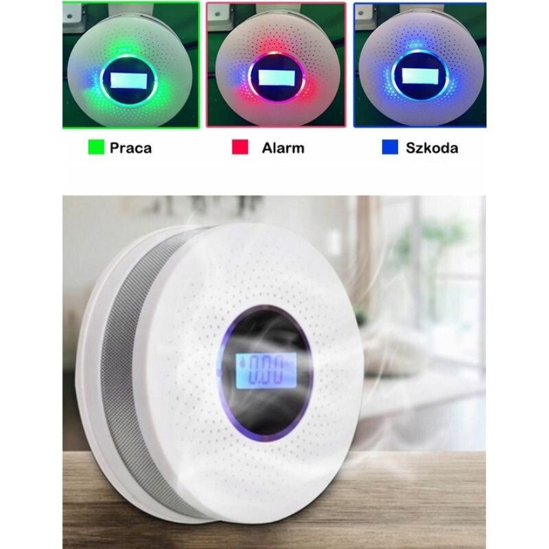 JKD 512COM Szén - Monoxid és Füstérzékelő LCD Kijelzővel, 85 dB Hangriasztással - 2 db - BShopy06977547960583_2