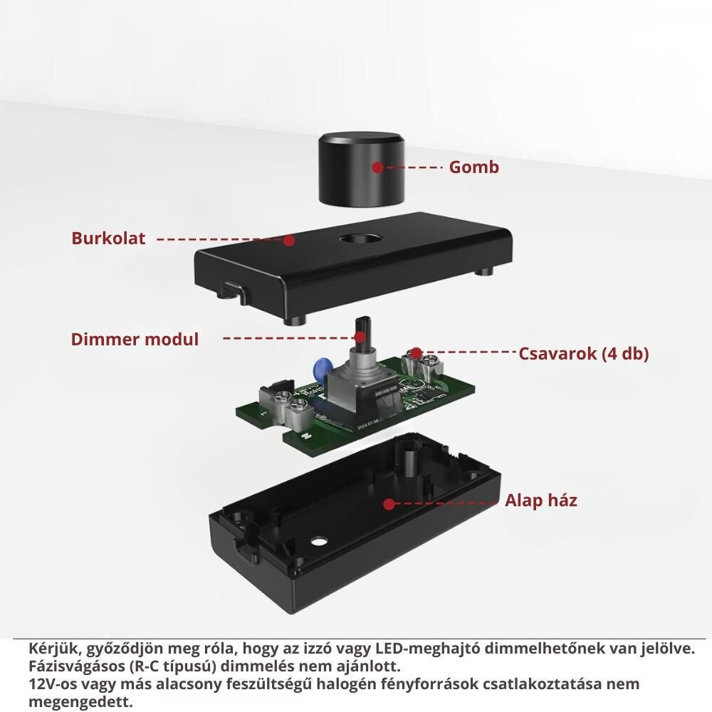 Kábelre Szerelhető LED Fényerőszabályzó (1–50W) – Dimmelhető LED és Halogén Lámpákhoz - BShopyX001G2DRPJ_3