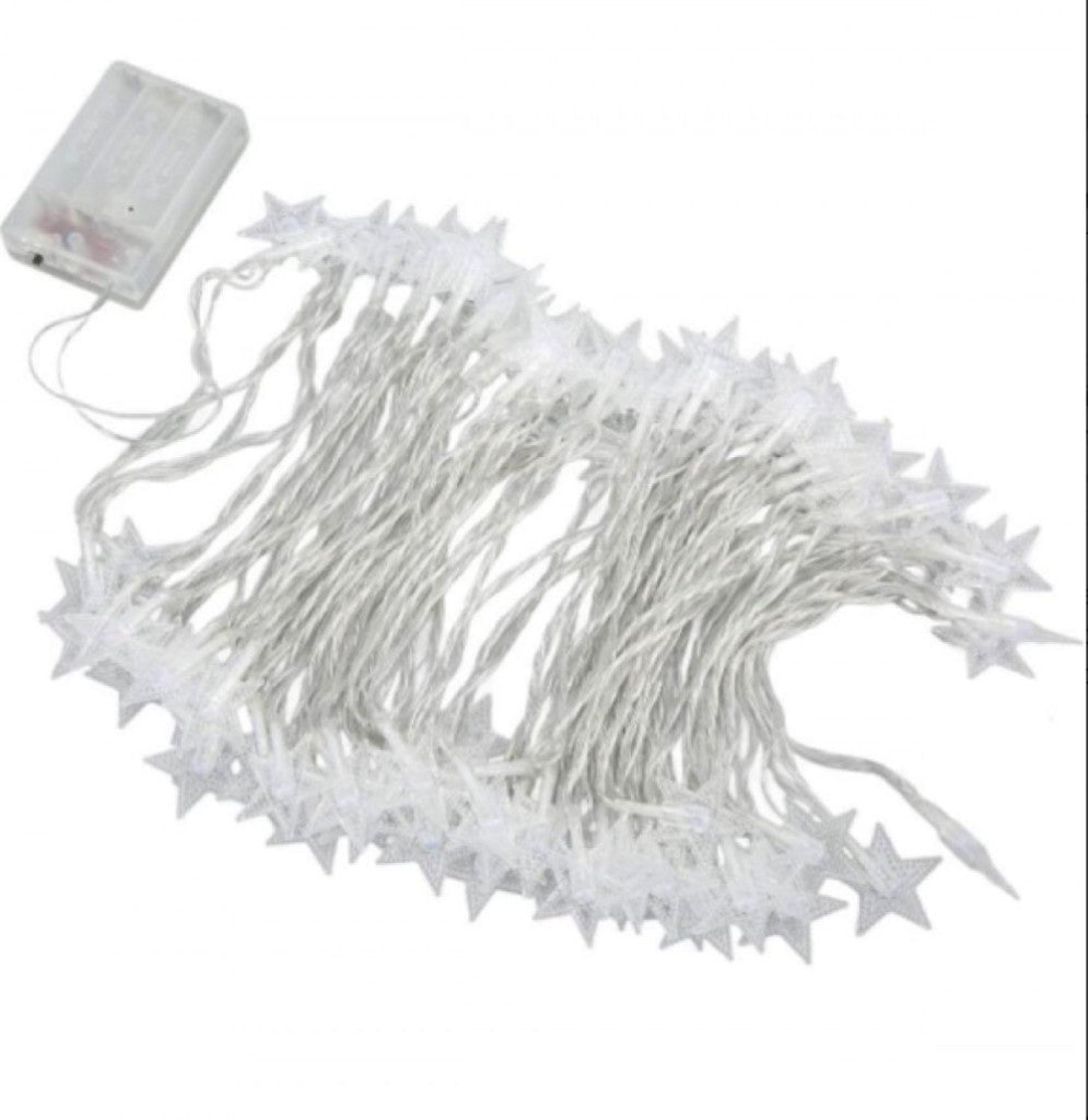 LED Csillagfény Dekoráció - 50 LED, 6 m, Csillag Alakú Füzér Partikhoz és Ünnepi Hangulathoz - BShopy