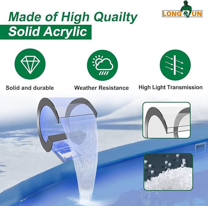 LONGRUN C - alakú Vízesés Kifolyó Rozsdamentes Acél Medence Szökőkút 36.3cm - BShopy