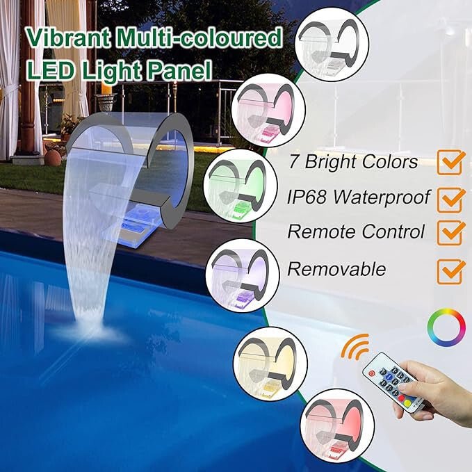 LONGRUN C - alakú Vízesés Kifolyó Rozsdamentes Acél Medence Szökőkút 36.3cm - BShopy