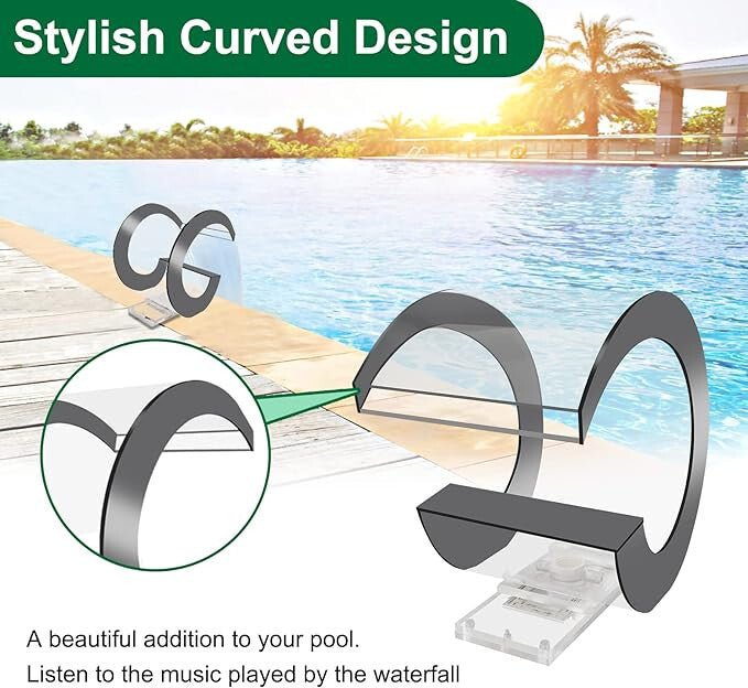 LONGRUN C - alakú Vízesés Kifolyó Rozsdamentes Acél Medence Szökőkút 36.3cm - BShopy