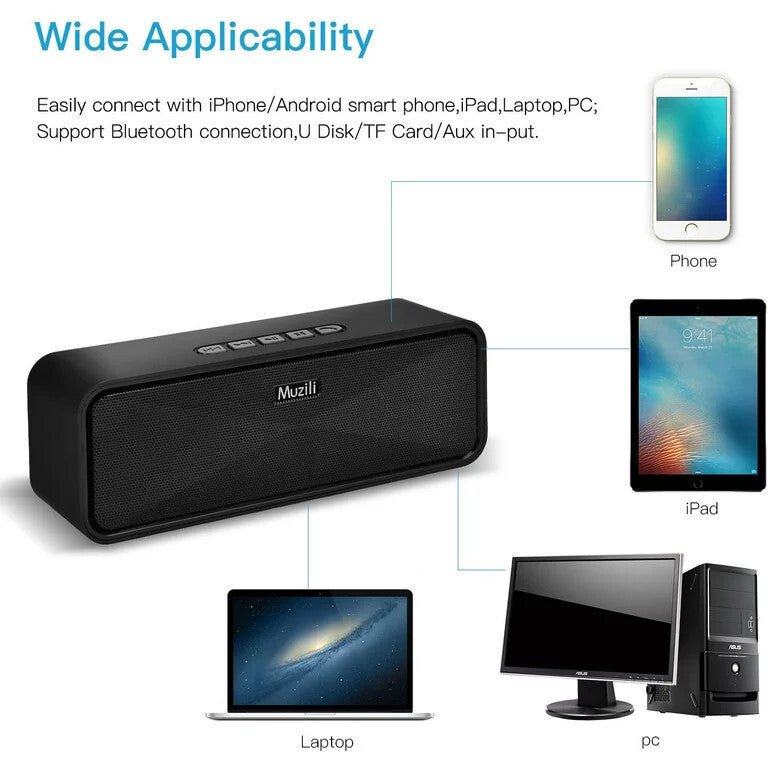 Muzili Vezeték Nélküli Bluetooth Hangszóró - Fekete - BShopy