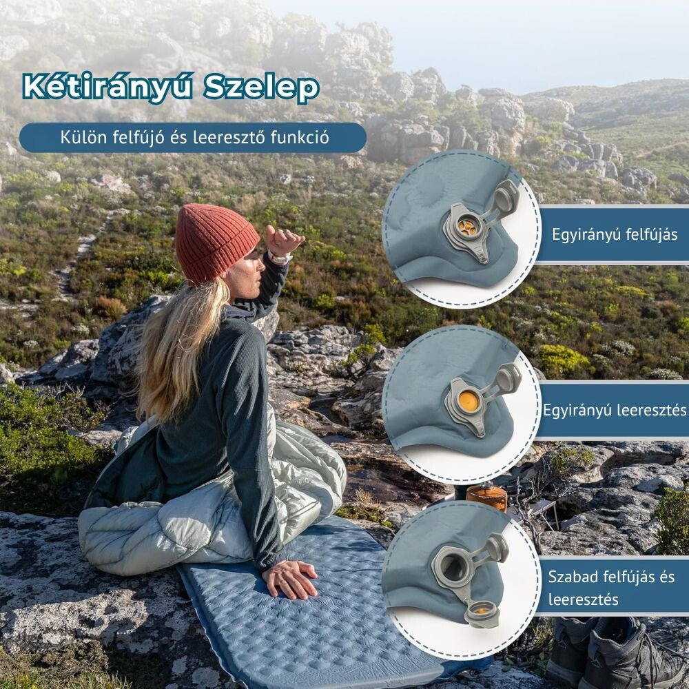 Naturehike Könnyen Felfújható Kempingmatrac – 3,5 cm Vastag, Ultrakönnyű (490 g), Múmia Forma, Szürkéskék - BShopy810165100374_1