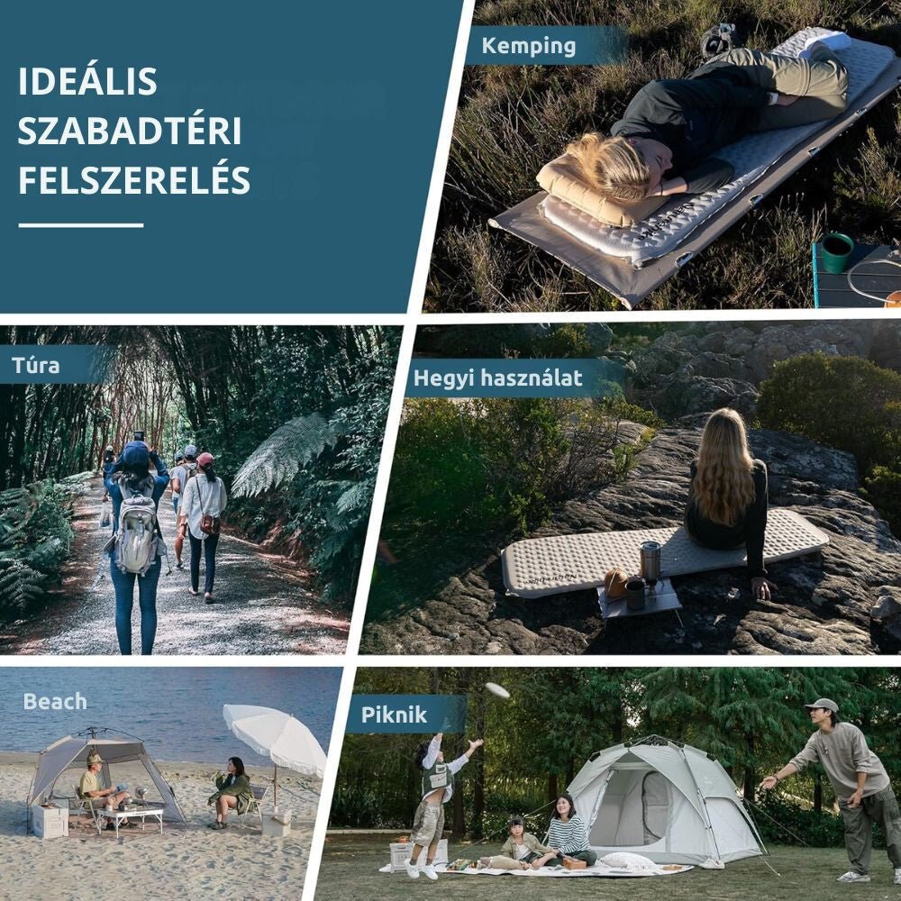 Naturehike Könnyen Felfújható Kempingmatrac – 3,5 cm Vastag, Ultrakönnyű (490 g), Múmia Forma, Szürkéskék - BShopy810165100374_5