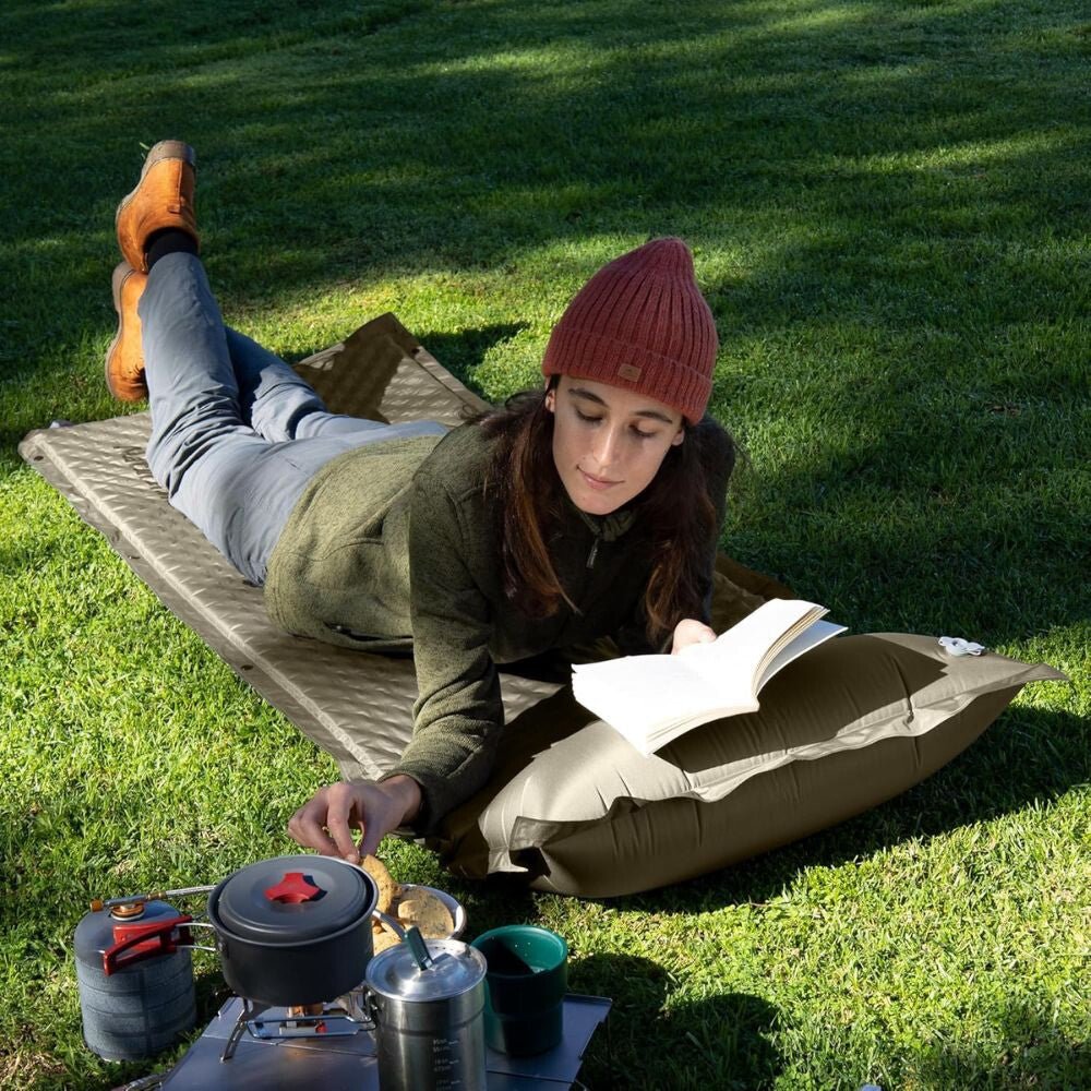 Naturehike Könnyen Felfújható Kempingmatrac Beépített Párnával – 6 cm Vastag, Összekapcsolható, Khaki Zöld - BShopy850055797772_3