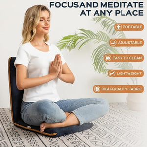 Összehajtható Padlófotel és Meditációs Szék – Állítható Háttámla, 100 kg Teherbírás, Sötétkék - BShopy