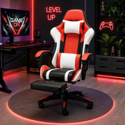 OFCASA Ergonomická herná stolička oranžovo-biela s opierkou na nohy