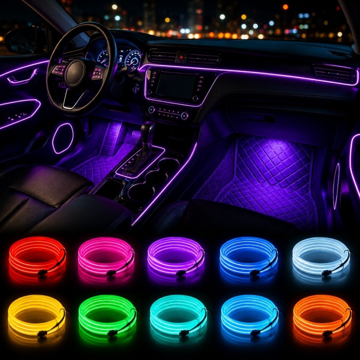 OneLED Autós LED Szál, Vágható LED Fény, USB Töltésű 2m-BShopy