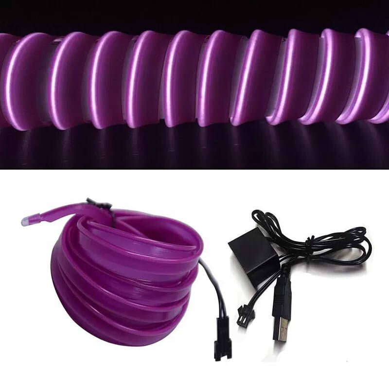 OneLED Autós LED szál, vágható LED fény, USB töltővel 5m (Lila) - BShopy
