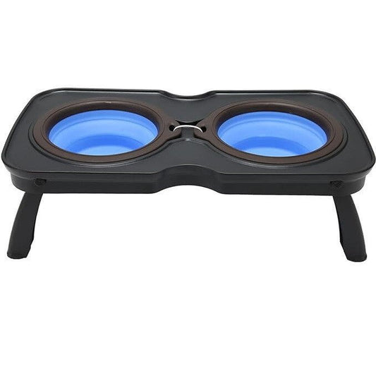 Összecsukható Hordozható Dupla Utazó Kisállat Etető Tál M (Szürke És Kék) - BShopyG5572 - POA9507658_0