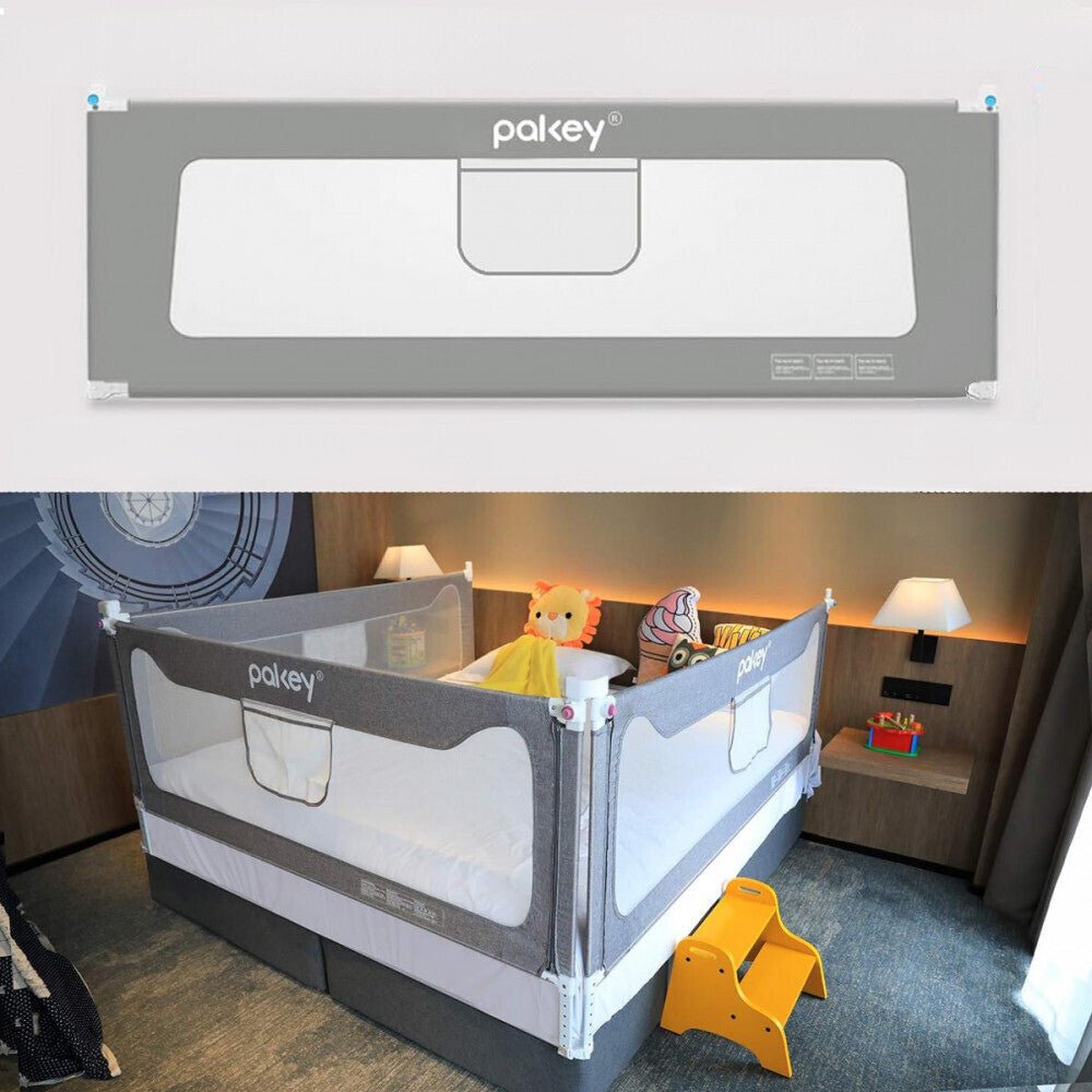 Pakey Leesésgátló Kisgyermekeknek – 180x70 cm, Ágyra Szerelhető Biztonsági Rács - BShopy