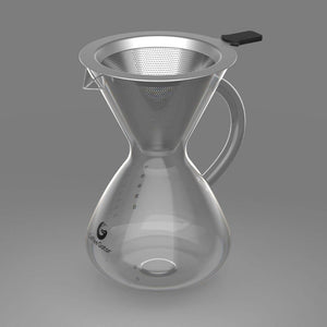 Pour Over Kávékészítő 800ml - Üveg Kanna Fém Szűrővel, Kézi Filteres Kávéfőző - BShopy