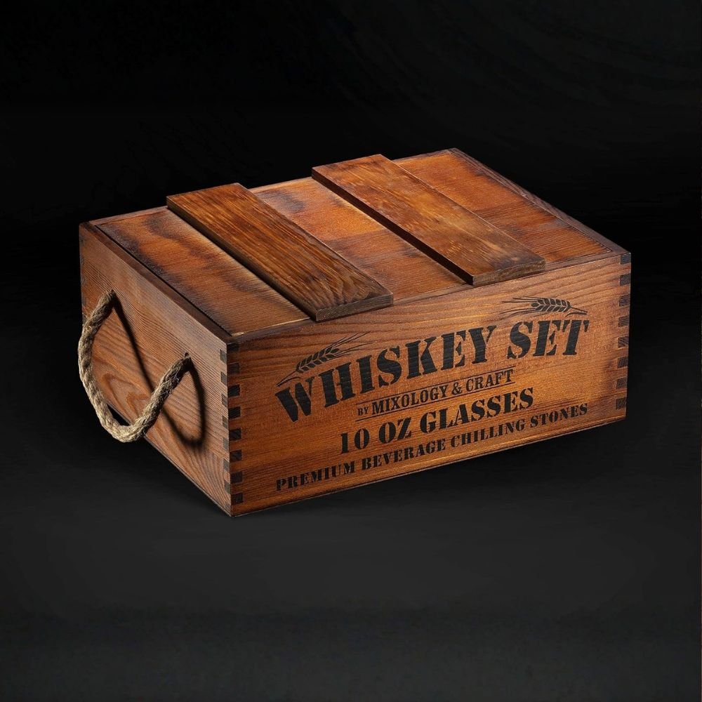 Prémium Whisky Szett 15 Részes - Kristály Poharakkal, Whisky Kövekkel és Bár Kiegészítőkkel - BShopy