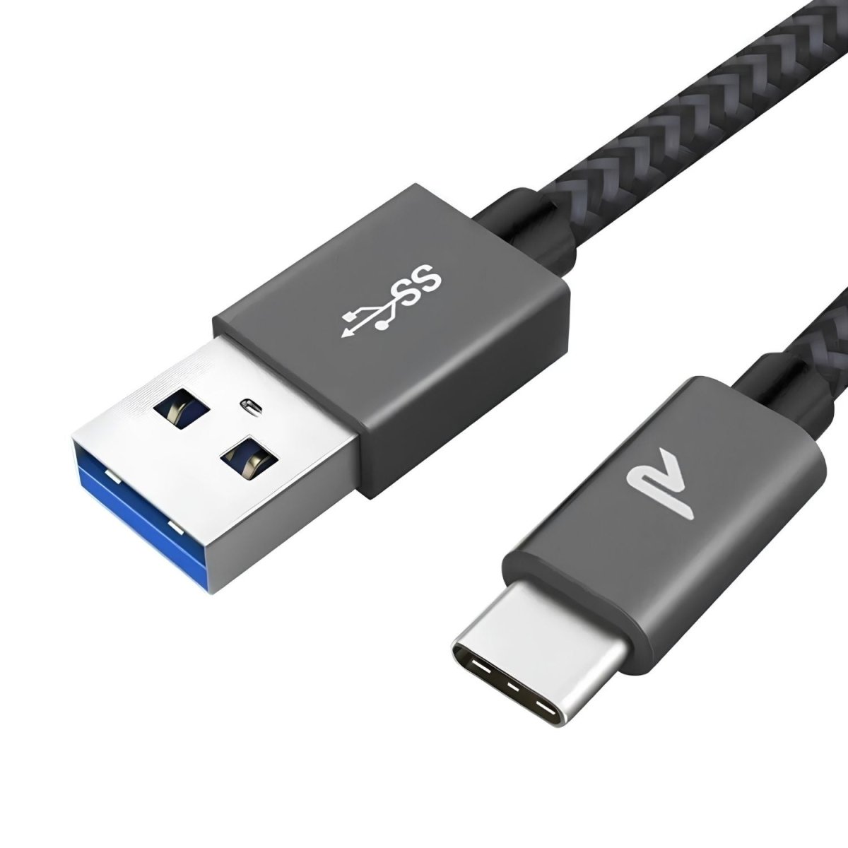 Rampow USB - C Fonott Adatkábel 2m Szürke - Gyorstöltés és Adatátvitel - BShopy