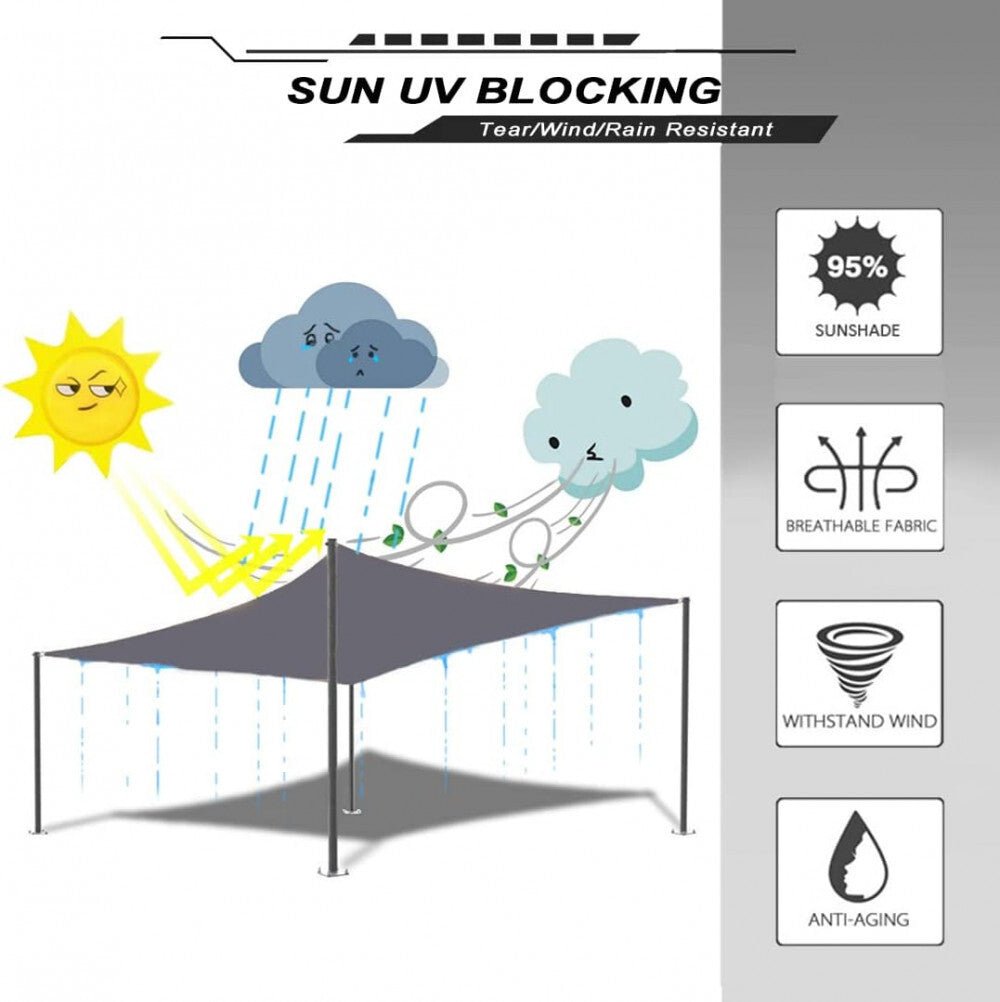 SunnestLife 6x6x6 m Háromszög Alakú Napvitorla - Vízálló, UV‑Álló , Szürke - BShopysunnest002_3
