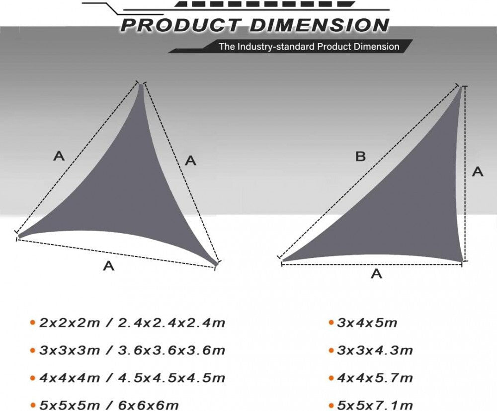 SunnestLife 6x6x6 m Háromszög Alakú Napvitorla - Vízálló, UV‑Álló , Szürke - BShopysunnest002_6