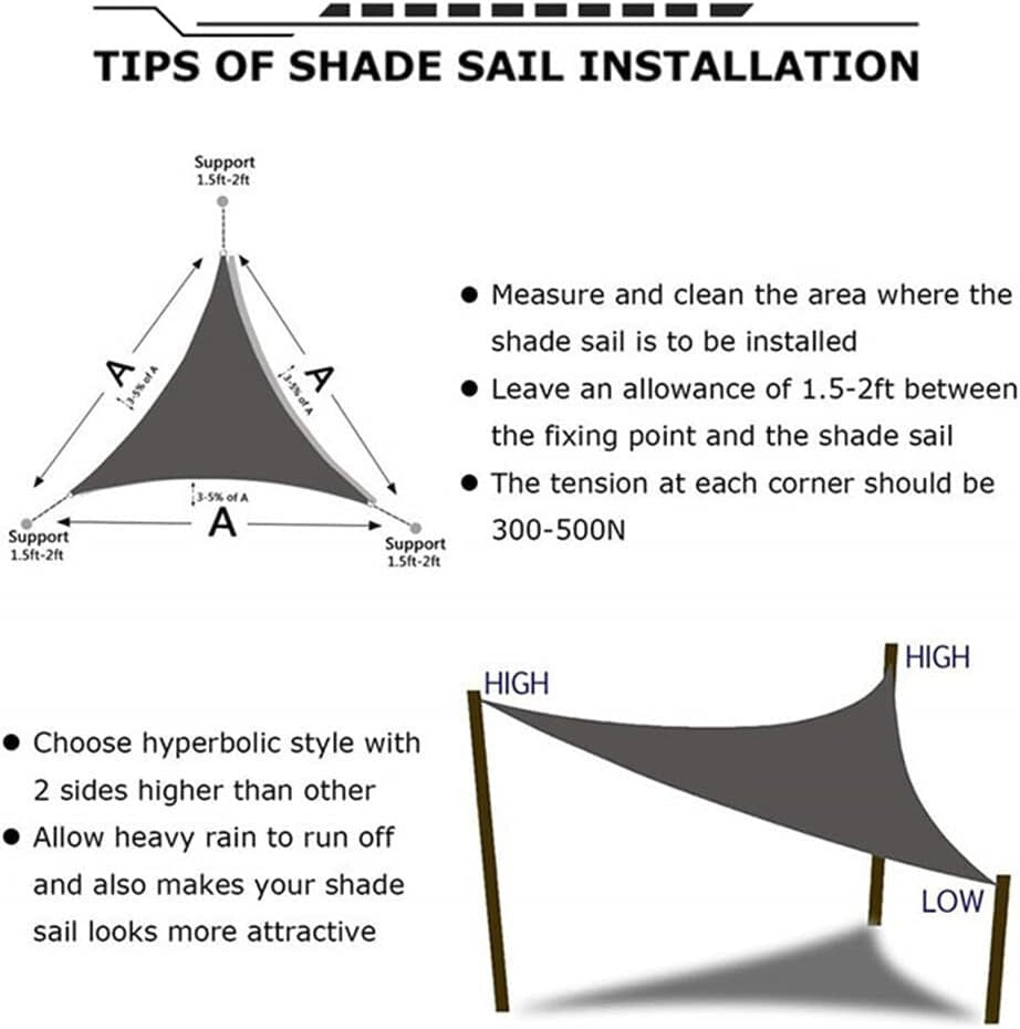 SunnestLife 6x6x6 m Háromszög Alakú Napvitorla - Vízálló, UV‑Álló , Szürke - BShopysunnest002_9