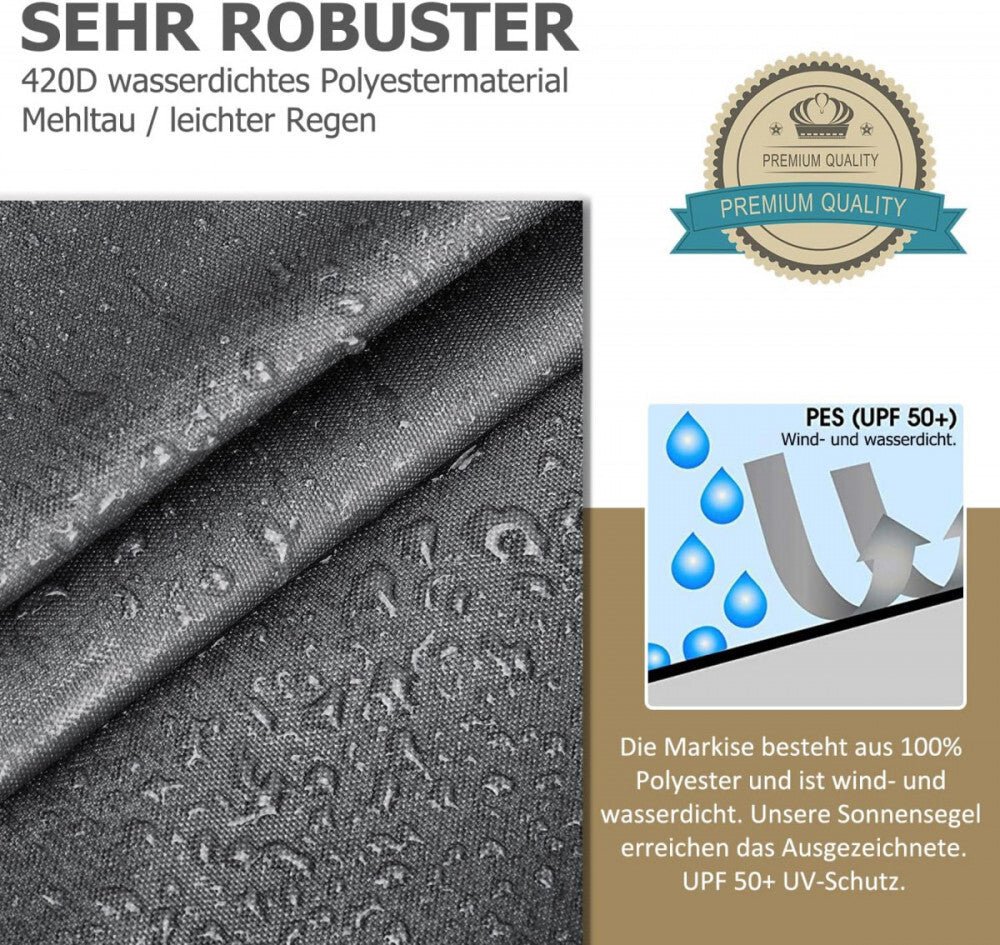 SunnestLife 6x6x6 m Háromszög Alakú Napvitorla - Vízálló, UV‑Álló , Szürke - BShopysunnest002_5