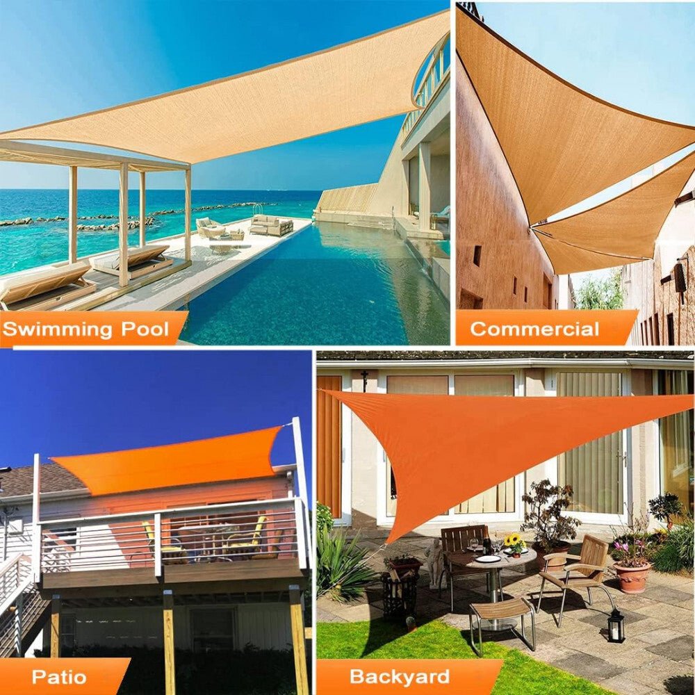 SunnestLife 6x6x6 m Háromszög Alakú Napvitorla - Vízálló, UV‑Álló , Szürke - BShopysunnest002_2