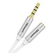 TESmart 3,5 mm TRRS Predlžovací Kábel s Mikrofónom – Pre Telefón a PC (2,5 m, Biela)