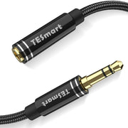 TESmart 3,5 mm TRS Predlžovací Kábel s Mikrofónom – Pre Telefón a PC (3,03 m, Čierna)
