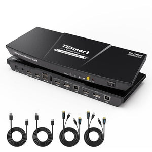 TESmart Dual Monitor KVM Switch – 4×2 (2 PC / 2 Monitor), HDMI + DisplayPort, 4K@60Hz, EDID, USB 2.0 (Fekete) - BShopy