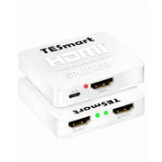 TESmart HDMI rozdeľovač 1x2 – 4K@60Hz HDMI 2.0 rozbočovač, zrkadlené zobrazenie – biely