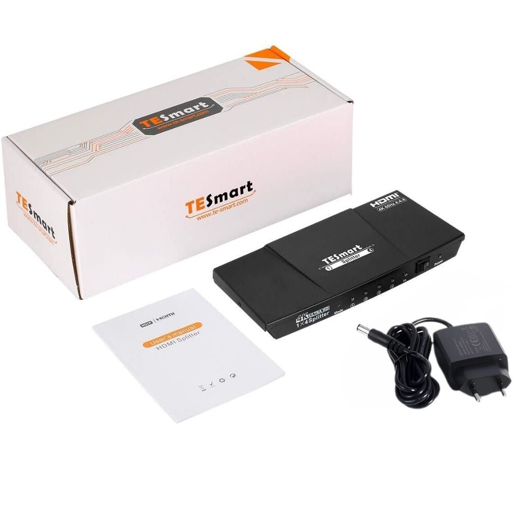 TESmart UHD HDMI 2.0 Splitter 1×4 – 4K@60Hz 4:4:4, HDCP 2.2, 18 Gbps - BShopy