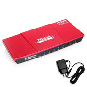TESmart UHD HDMI rozbočovač 1×4 – 4K@60Hz, HDR, 18 Gbps (koralovočervený)
