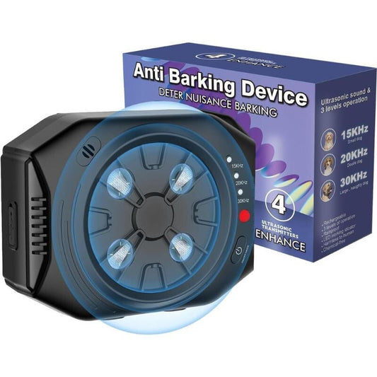 Újratölthető Ultrahangos Kutyariasztó Ugatás Ellen – 4 ultrahangos kibocsátót tartalmaz, 10 m Hatótávolság, Vízálló Kivitel - BShopyhordozhatókutya fegyelmezőkutya tréning921321775965_0