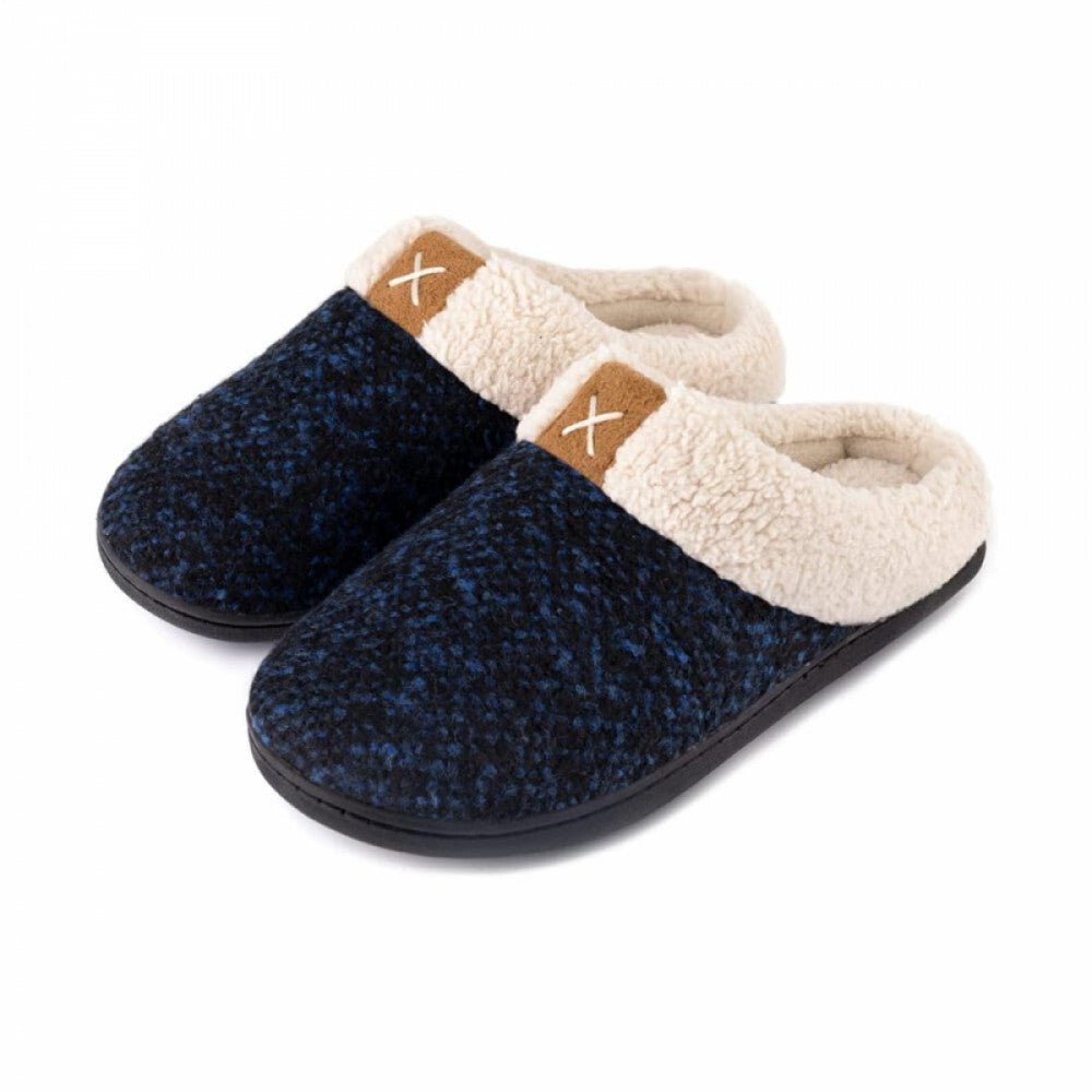 ULTRAIDEAS Memóriahabos Téli Mamusz – Fekete - Kék, 36–37 - es (22,9 cm), Meleg Benti Papucs - BShopy