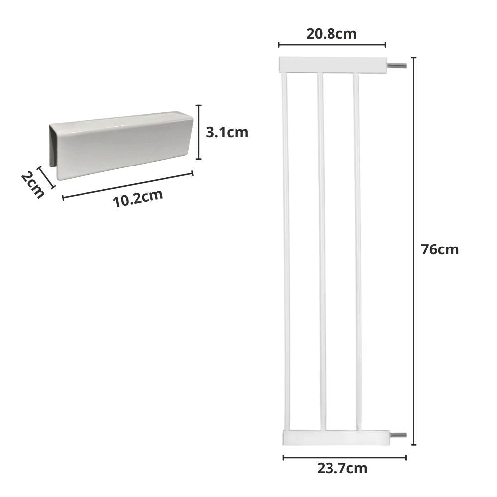 Univerzális Gyerekbiztonsági Kapu Toldalék – 20 cm, Fém Kivitel, Nyomásos Rögzítéshez - BShopy